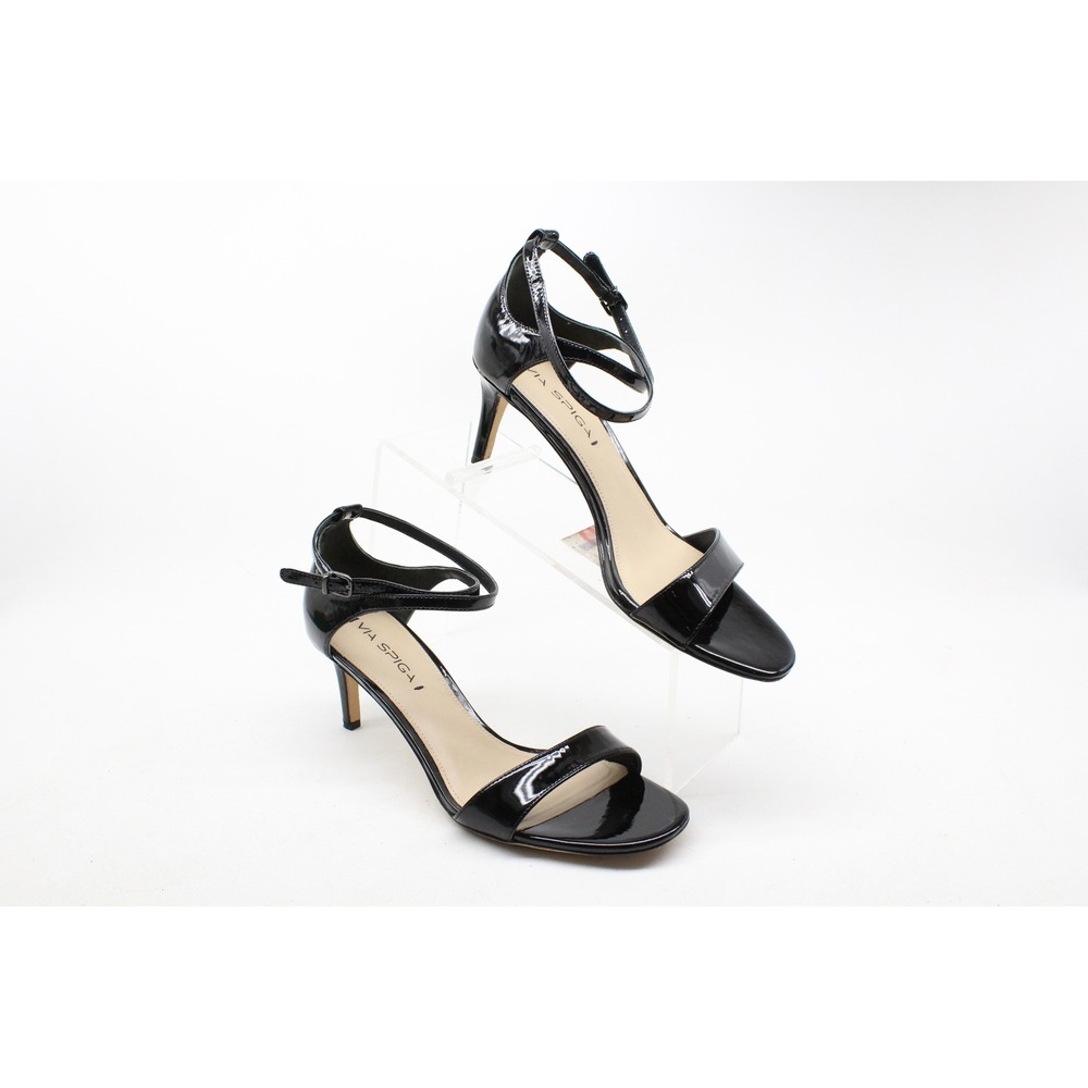Via Spiga Womens Black Patent Leather Ankle Strap Stiletto Heels Size 9M EUR 39